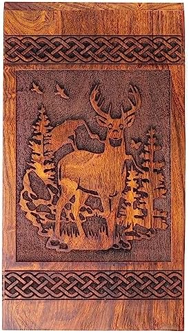Wooden Deer Urn Handcrafted Rosewood Decorative Urn for Ashes