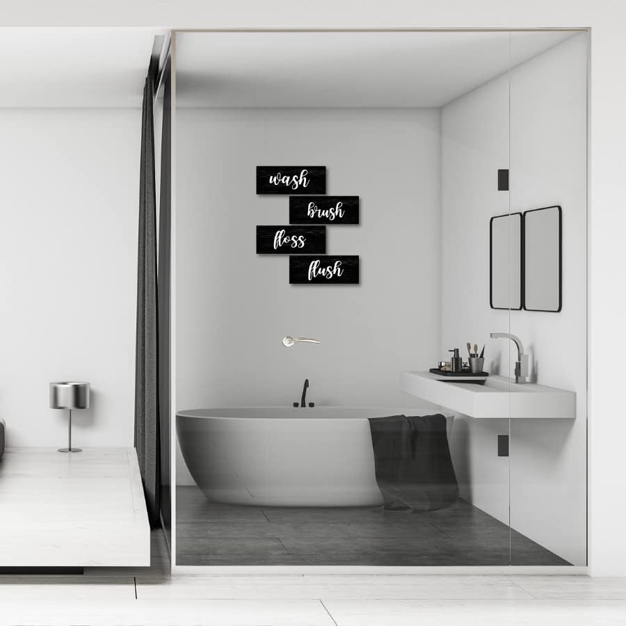 Bathroom Wall Decor with Wash Brush Floss Flush Sign