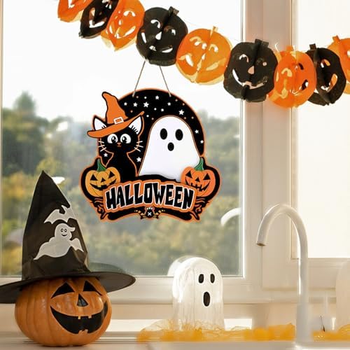 Bolisom Halloween Door Wreath Sign Decor