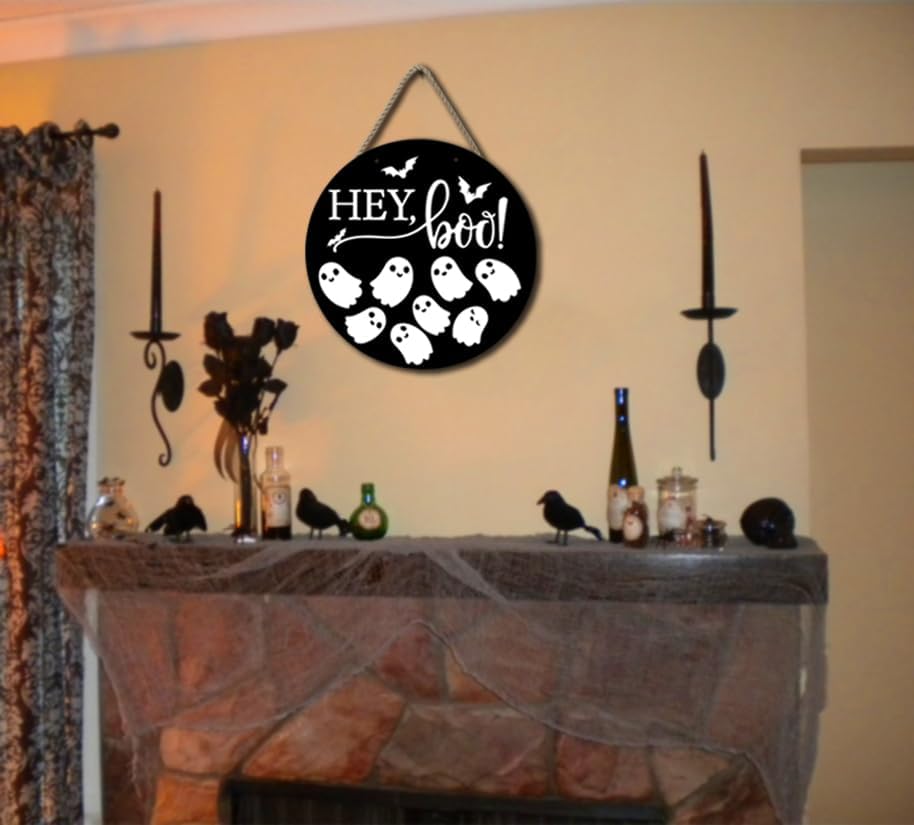 Halloween Door Welcome Sign with Twine Rope Hanging Decor