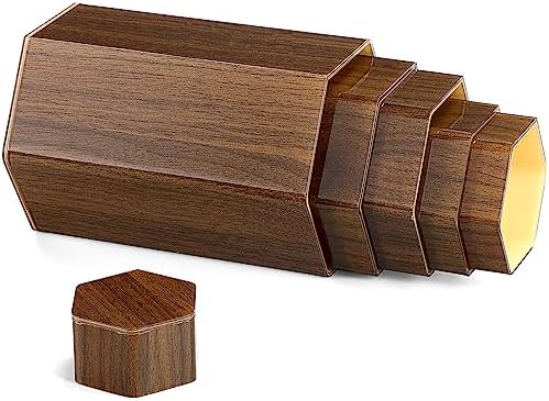 Jetec 12 Pcs Acrylic Hexagonal Jewelry Display Risers Brown