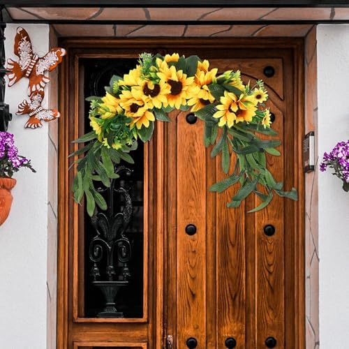BESPORTBLE Artificial Sunflower Swag Door Decor Wall Hanging