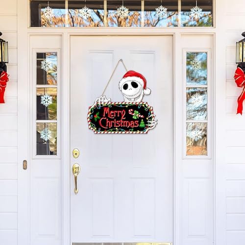 Funny Christmas Door Sign with Skeletal Santa