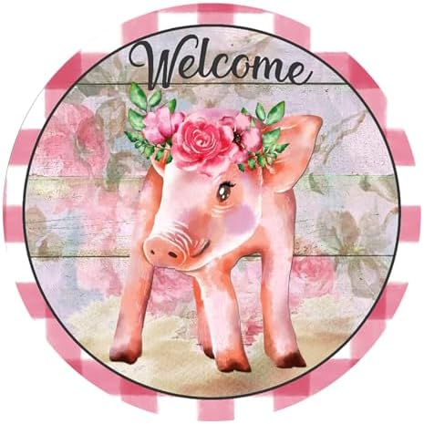 Retro Metal Tin Sign 12x12 Inch Welcome Pig Decor