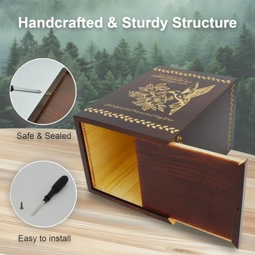 Wooden Cremation Urn with Hummingbird Design Eco-Friendly and Elegant