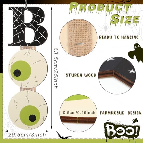 Halloween Boo Door Sign 25x8 Inch Wooden Decor Set