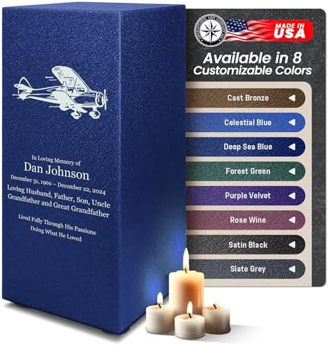 Elegant Customizable Cremation Urn for Human Ashes - Airplane Pilot