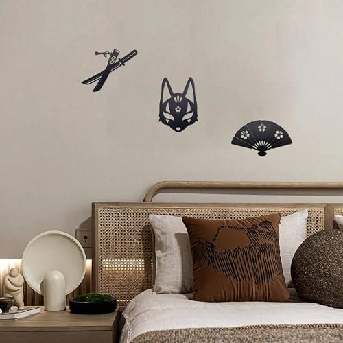 Vausart Japanese Wall Decor Set 3pcs Matte Black