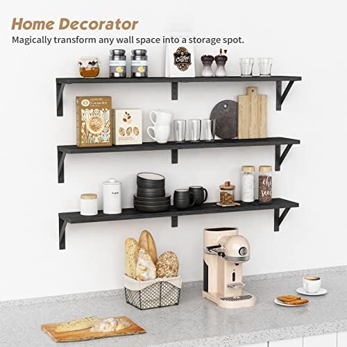 Forbena 36 Inch Floating Shelf Set of 3 Black