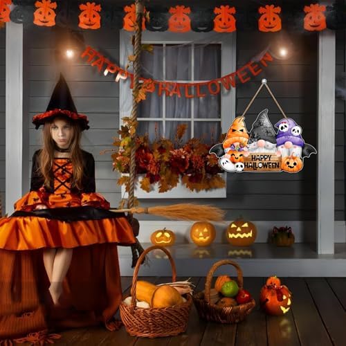 Happy Halloween Gnome Wreath Door Sign