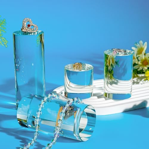 ZEERSHEE 4-Pack Clear Glass Cylinder Display Risers