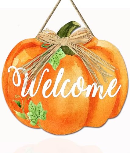 Wooden Pumpkin Welcome Door Sign 12x106 Inches