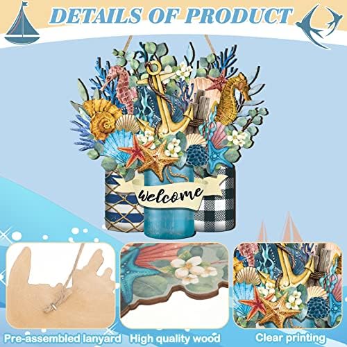 Shellwei 12 Inch Summer Welcome Door Sign