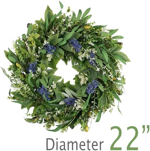 22 Inch Door Wreath with Eucalyptus Olive Leaves