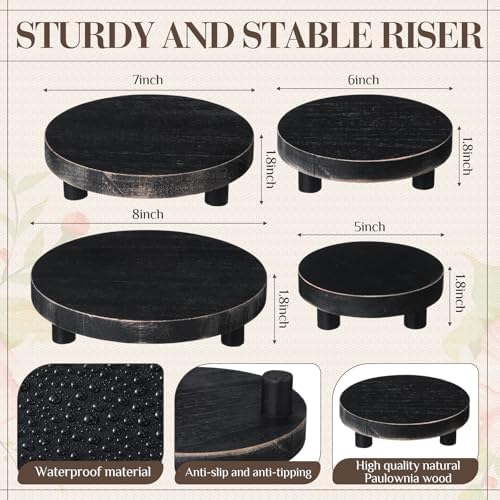 Geetery 4 Pcs Round Wooden Risers for Decor Display
