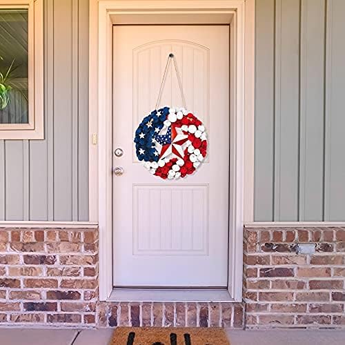 Jetec 4th of July Wooden Patriotic Hanging Sign with Rope