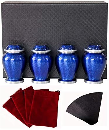 Marble Blue Small Urns for Cremation Ashes Set of 4