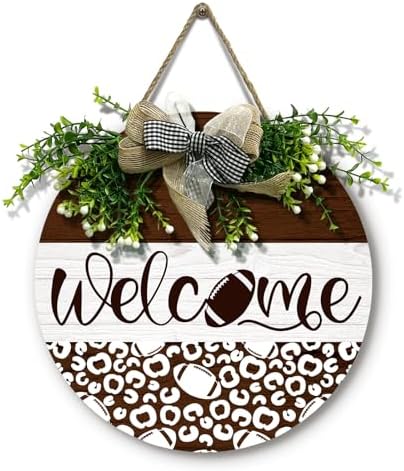 Wooden Football Welcome Sign 12x12 Inches