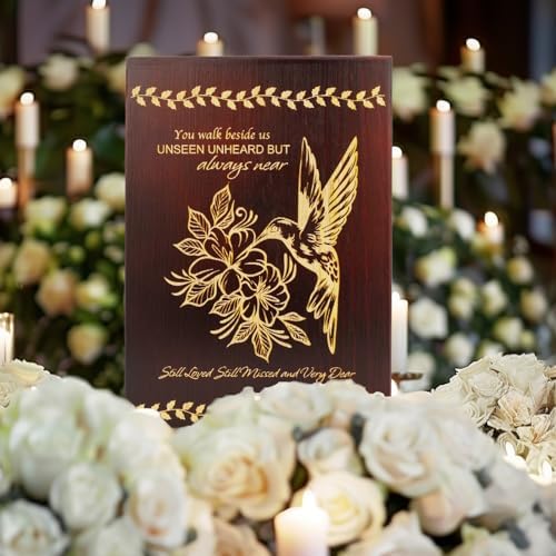 Wooden Cremation Urn with Hummingbird Design Eco-Friendly and Elegant