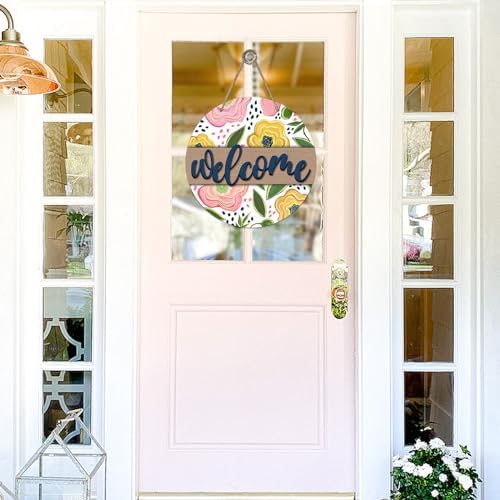 Welcome Spring Summer Flower Front Door Sign