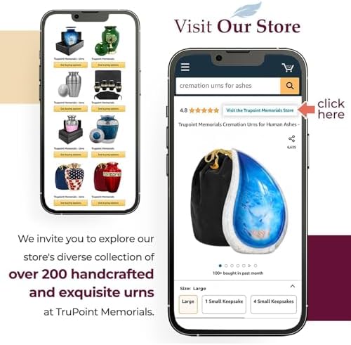 Trupoint Memorials Cremation Urns for Human Ashes White Blue Teardrop Dove