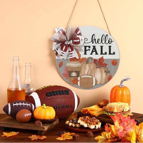 Yousoontic Fall Door Sign with Football Bow
