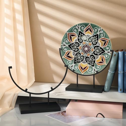 Blulu 4 Pc 12 Inch Round Metal Display Stand Black