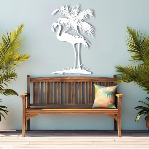 KingGenius Flamingo Wall Sculpture Silver 18x30 Inch
