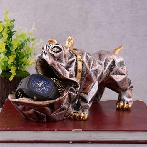 Resin Cool Dog Sculpture with Plate for Home Decor
