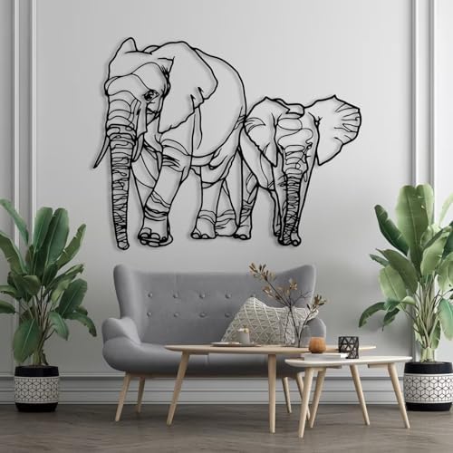 Gold Elephant Wall Decor Set with Mama and Baby