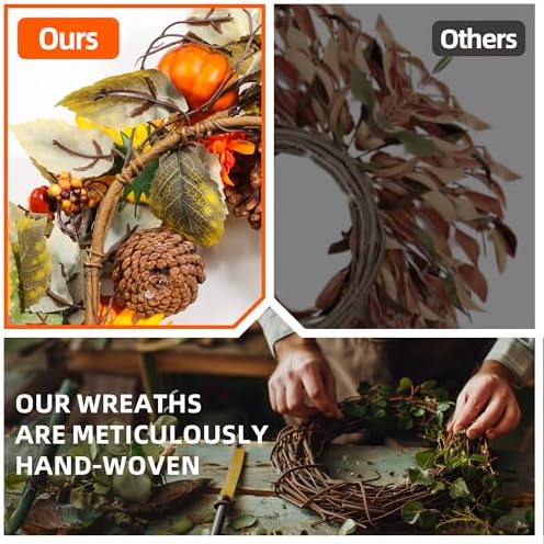 20 Inch Fall Wreath with Welcome Sign Decor