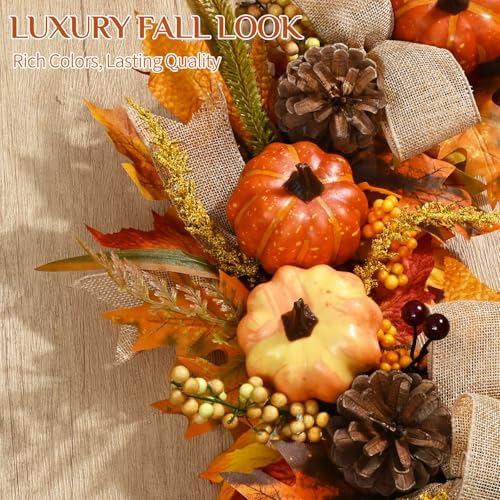 Yastouay 20 Inch Fall Wreath for Front Door