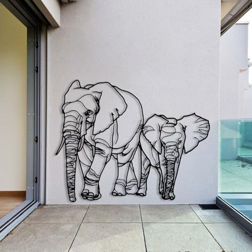 Gold Elephant Wall Decor Set with Mama and Baby