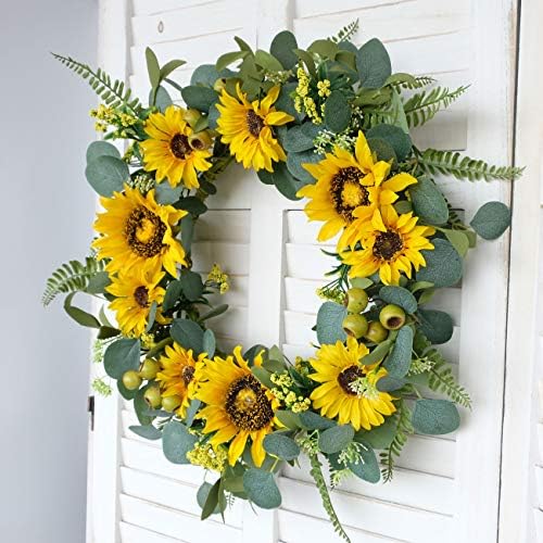 Idyllic 18 Inch Artificial Sunflower Wreath