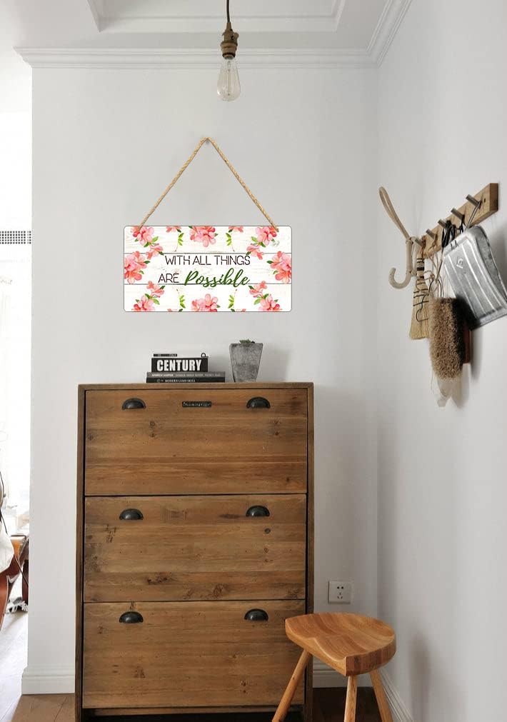 Welcome Wreath Door Hanger with God All Things Are Possible Sign