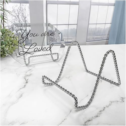 Bards Twisted Silver Wire Easel Stand 3x3x45 Inch