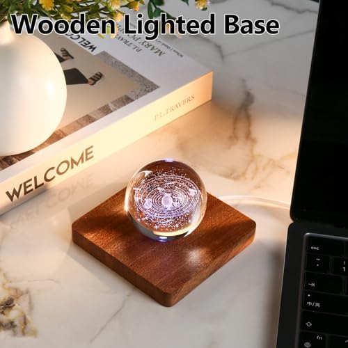 IFOLAINA LED Wood Base for Crystal Display