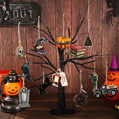 Maitys 36 Pcs Halloween Wooden Ornaments for Tree Decorations