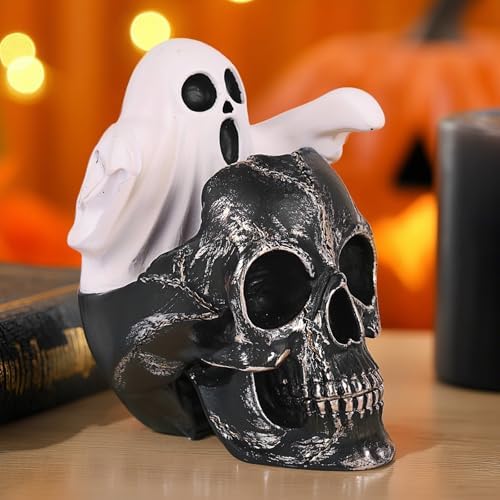 LCCCK Mini Skull with Ghost Halloween Decor Figure