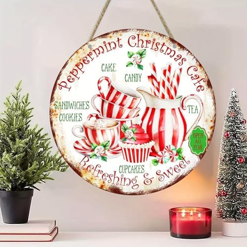 Wooden Christmas Welcome Door Wreath Sign