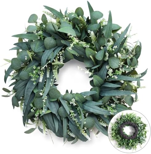 24-26 Inch Eucalyptus Wreath for Front Door and Wall