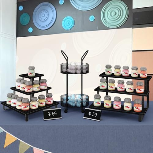 ELITEROO 3 Tier Wooden Display Riser Stand Black
