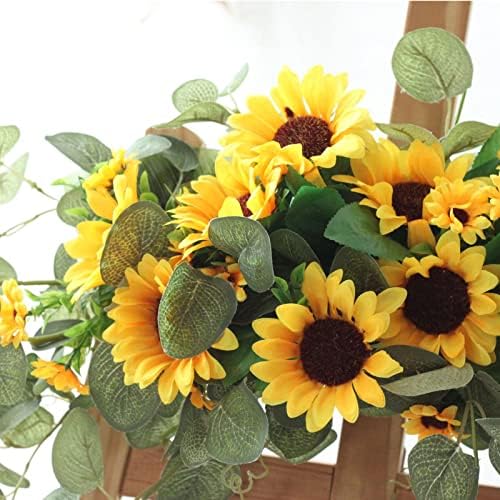 Artificial Sunflower Swag with Eucalyptus 295In Wall Arch Hanging Wreath