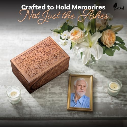 INTAJ Handcarved Rosewood Tree of Life Urn