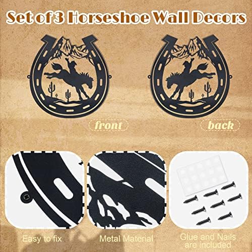 Pinkunn 3 Pcs 98 Inch Metal Wall Decor Cowboy Art