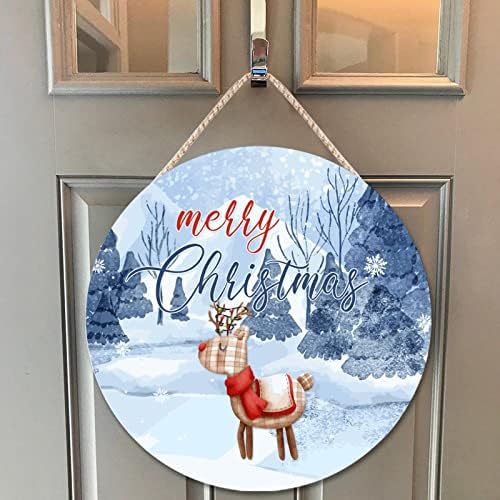Farmhouse Door Hanger Christmas Wood Sign 12x12in
