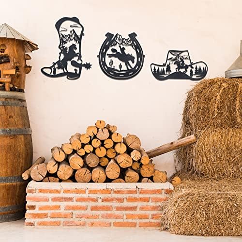 Pinkunn 3 Pcs 98 Inch Metal Wall Decor Cowboy Art