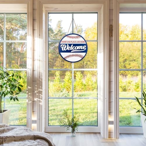 3D Baseball Welcome Door Sign Wooden Hanging Decor