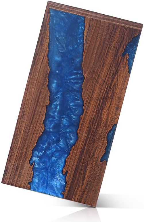 Handcrafted Rosewood Memorial Urn Box - Blue Resin Design