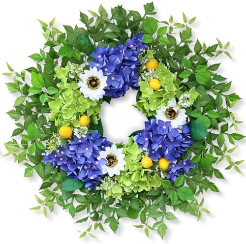 26 Inch Hydrangea Wreath for Front Door Decor